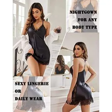 Avidlove Satin Lace Chemise Nightgown for Elegant Nights