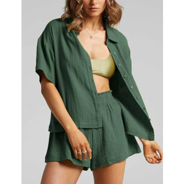 Flygo Womens Casual 2 Piece Outfits for Summer 2024