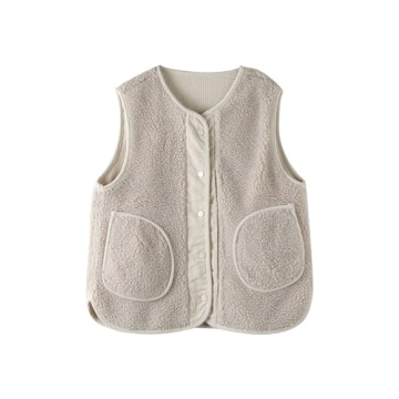 QIBABU Women's Casual Fleece Vest with Pockets and Buttons