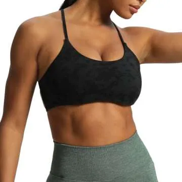 Aoxjox Women's Workout Sports Bras Fitness Backless Padded Ivy Low Impact Bra Yoga Crop Tank Top (Cloud Black, X-Small)