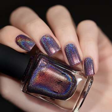 ILNP Charmed - Royal Plum Ultra Holographic Nail Polish, Chip Resistant Manicure, Non-Toxic, Vegan, Cruelty Free, 12ml
