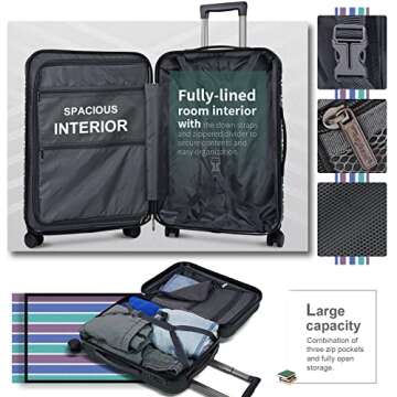 Feybaul Luggage Suitcase PC ABS Hardshell Carry On Luggage with Spinner Wheels