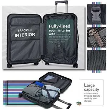 Feybaul Luggage Suitcase PC ABS Hardshell Carry On Luggage with Spinner Wheels