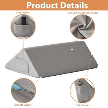 BIEEZZK Knee Wedge Pillow, Memory Foam Knee Pillow for Back Sleeping, Leg Pillow, Bolster Pillow for...