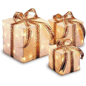 Light Up Gift Boxes - Exquisite Holiday Decor Set