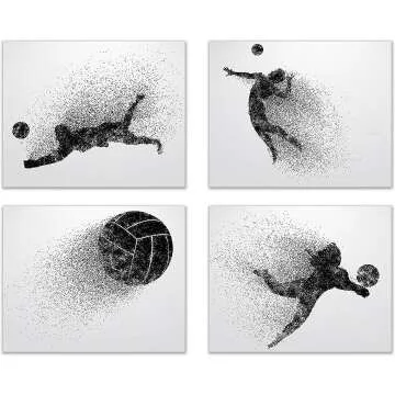 Volleyball Wall Art Prints - Set of 4 Silhouette Posters