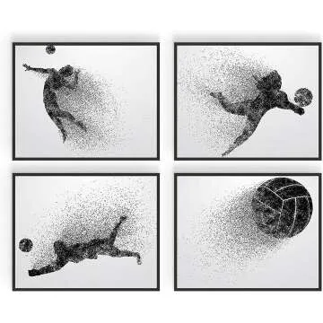 Volleyball Wall Art Prints - Set of 4 Silhouette Posters