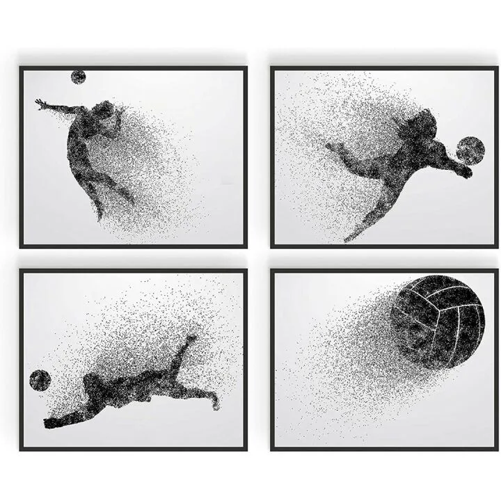 Volleyball Wall Art Prints - Set of 4 Silhouette Posters