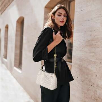 Woven Leather Small Crossbody Bag For Women Trendy. Dumpling Bag Ruched Clutch Purse For Women Eveni...