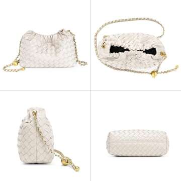 Woven Leather Small Crossbody Bag For Women Trendy. Dumpling Bag Ruched Clutch Purse For Women Evening Bag. Hobo Bag Cloud Purse Shoudler Bag