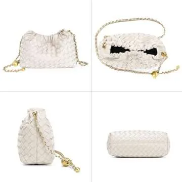 Woven Leather Small Crossbody Bag For Women Trendy. Dumpling Bag Ruched Clutch Purse For Women Evening Bag. Hobo Bag Cloud Purse Shoudler Bag