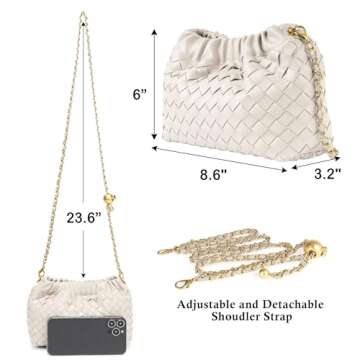 Woven Leather Small Crossbody Bag For Women Trendy. Dumpling Bag Ruched Clutch Purse For Women Evening Bag. Hobo Bag Cloud Purse Shoudler Bag