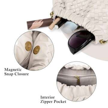 Woven Leather Small Crossbody Bag For Women Trendy. Dumpling Bag Ruched Clutch Purse For Women Evening Bag. Hobo Bag Cloud Purse Shoudler Bag