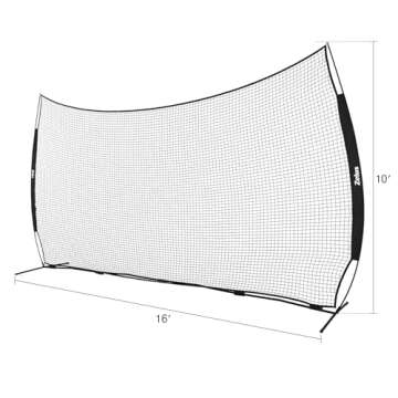 ZELUS 16x10 ft Barricade Backstop Net, Ball Sports Barrier Net, Practice Net for Baseball Softball Lacrosse Soccer and More, Mini Soccer Goal and Baseball Training Equipment for Kids and Adults, Black