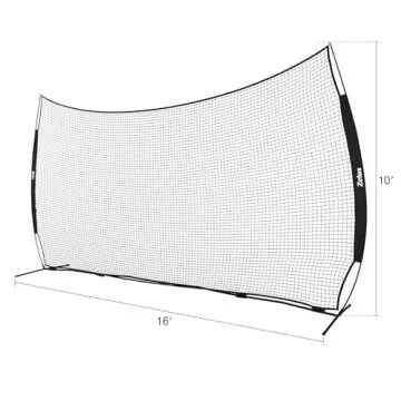 ZELUS 16x10 ft Barricade Backstop Net, Ball Sports Barrier Net, Practice Net for Baseball Softball Lacrosse Soccer and More, Mini Soccer Goal and Baseball Training Equipment for Kids and Adults, Black