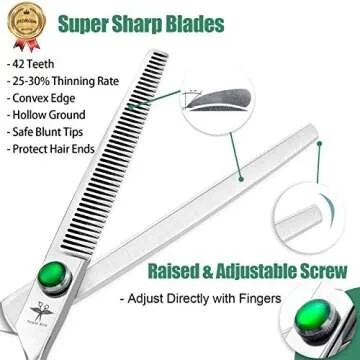 PURPLEBIRD 7 Inch Straight Dog Grooming Scissors Professional Pet Thinning Texturizing Shears Safety...