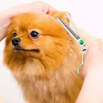 PURPLEBIRD 7 Inch Straight Dog Grooming Scissors Professional Pet Thinning Texturizing Shears Safety Noiseless Blunt Tip Trimming Shearing for Dogs Cats Japanese Stainless Steel Silver