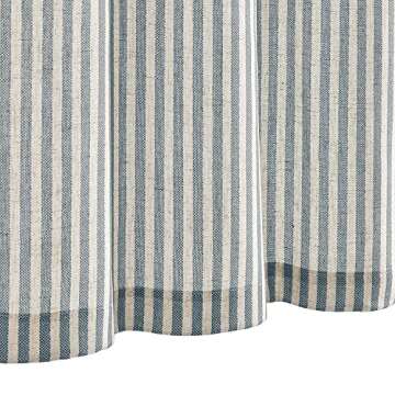 Vangao Stripe Farmhouse Kitchen Curtains 24 Inch Length Linen Blend Cafe Curtains Tickingstripe Tier...