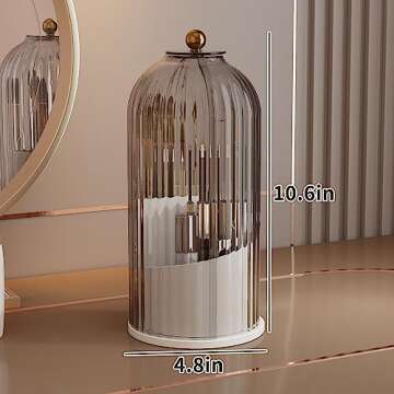 Dimmeda 360 Rotating Makeup Brush Organizer, Dustproof White