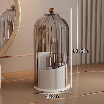 Dimmeda 360 Rotating Makeup Brush Organizer, Dustproof White