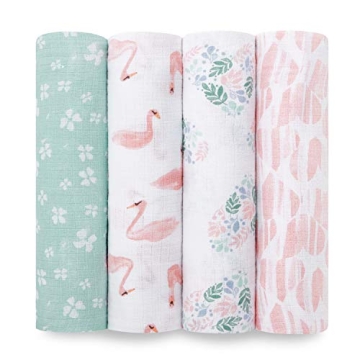 aden + anais Muslin Swaddle Blankets 4-Pack for Babies