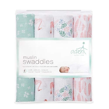 aden + anais Muslin Swaddle Blankets 4-Pack for Babies