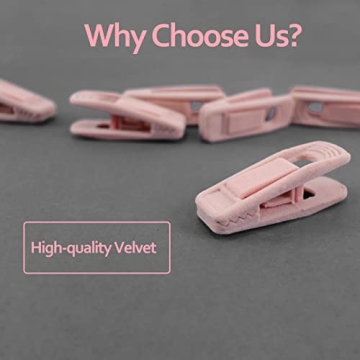Trgowaul Light Pink Velvet Hanger Clips for Closet Organization