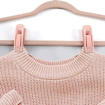 Trgowaul Light Pink Velvet Hanger Clips for Closet Organization