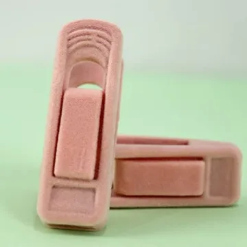 Trgowaul Light Pink Velvet Hanger Clips for Closet Organization
