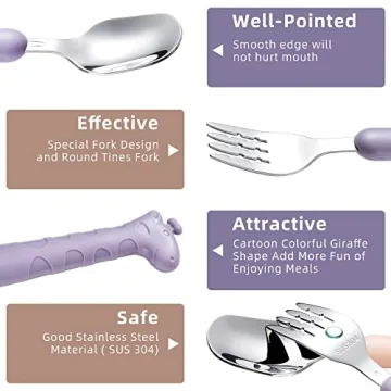 FUNNUO Kids Cartoon Stainless Steel Utensils in Portable Case