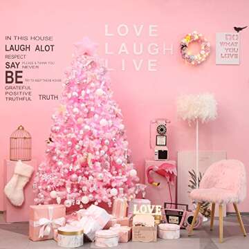 Sea Team Plastic Christmas Glitter Snowflake Ornaments Christmas Tree Decorations, 4-inch, Set of 36, Pink