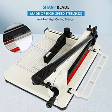 Heavy Duty Paper Cutter,17 Inch Guillotine Paper Cutter, One Replacement Blade for Free Cortadora de...