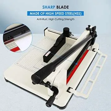 Heavy Duty Paper Cutter,17 Inch Guillotine Paper Cutter, One Replacement Blade for Free Cortadora de...