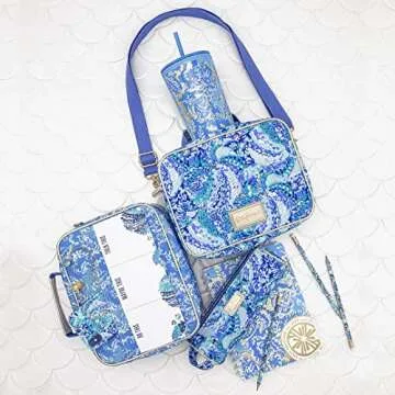 Lilly Pulitzer Blue Insulated Lunch Box with Shoulder Strap