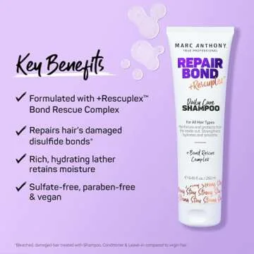 Marc Anthony Repairing Shampoo, Repair Bond +Rescuplex - Repairs, Strengthens & Maintains Bonds within Hair - Eliminates Frizz, Flyaways & Reduce Breakage - Dry & Damaged, Professional Treatment