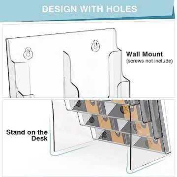 Acrylic Brochure Holder, 4 Tier Brochure Holder 8.5 x 11 Inches, Magazine Holder, Flyer Holder, Literature and Pamphlet Holder, Brochure Display Stand with Removable Divider, Use for 4 x 9 or 8.5 x 11