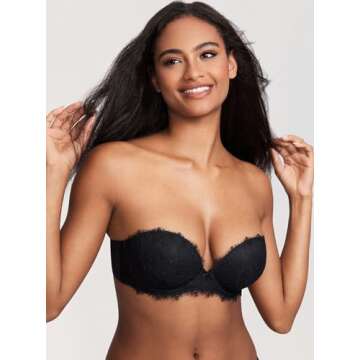 DOBREVA Lace Push Up Bra Plus Size Strapless Black 38B