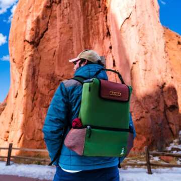 Kanga Insulated Cooler Back Pack - Portable Cooler Bag - 24 Can Beer and Seltzer Drink Cooler - Insulated Leak Proof and Durability Tested - Kanga Pouch Cooler (Woody)
