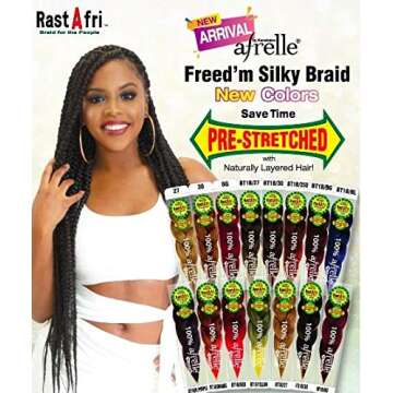 Rastafri Freed'm Silky Braid Pre-Stretched (Color 1B/27) (Pack of 6)