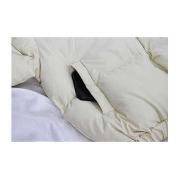 Angsuttc Bubble Coats for Women Puffer Jacket Zip-Up Crop Warm Winter Jackets with Pockets Beige M