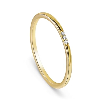 14K Gold Plated CZ Rings: Elegant 3-Stone Stackable Bands for Women