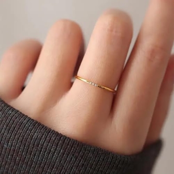 14K Gold Plated CZ Stackable Rings for Women