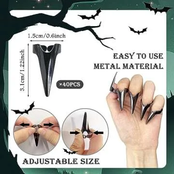 Gothic Style Claw Rings for Halloween Cosplay Fun