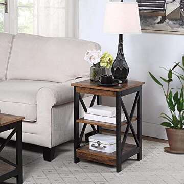 Convenience Concepts Oxford End Table 15.75" - Modern Living Room Table with Storage Shelves, Transi...
