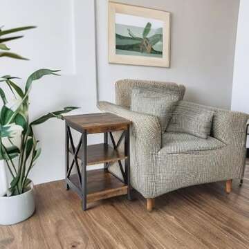 Convenience Concepts Oxford End Table 15.75" - Modern Living Room Table with Storage Shelves, Transitional Nightstand Side Table for Home Decor and Display, Barnwood/Black