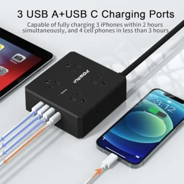 Surge Protector Power Strip with 8 Outlets and USB Ports