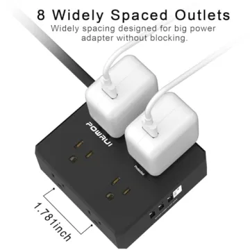 Surge Protector Power Strip with 8 Outlets and USB Ports