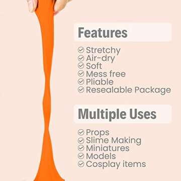 BOHS Orange Modeling Foam Clay - 1.1 Lbs for Crafts & Cosplay Supplies