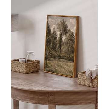 InSimSea Framed Canvas Prints Art Vintage Decor - Poplars, Éragny by Camille Pissarro, 12"x16"