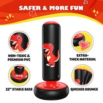 QPAU Dino Punching Bag for Kids Ages 3-6 - Fun Fitness Toy